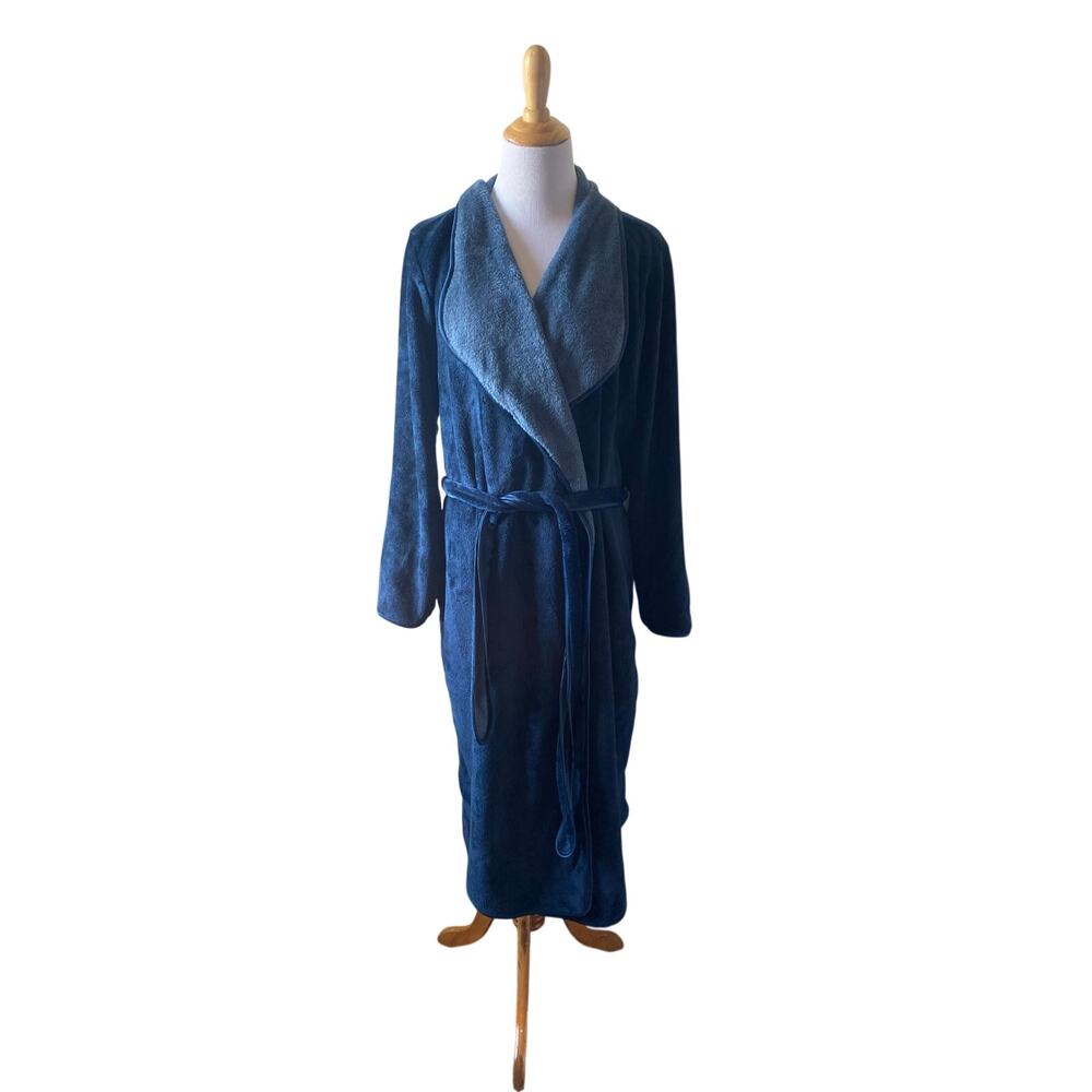 Koolaburra By UGG Womens Blue Cozy Plush Long Sleeve Tie Waist Robe- Size Large